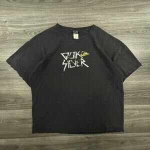 Quiksilver Shirt Mens XL Black Graphic Surf Skate Distressed Grunge 90s USA